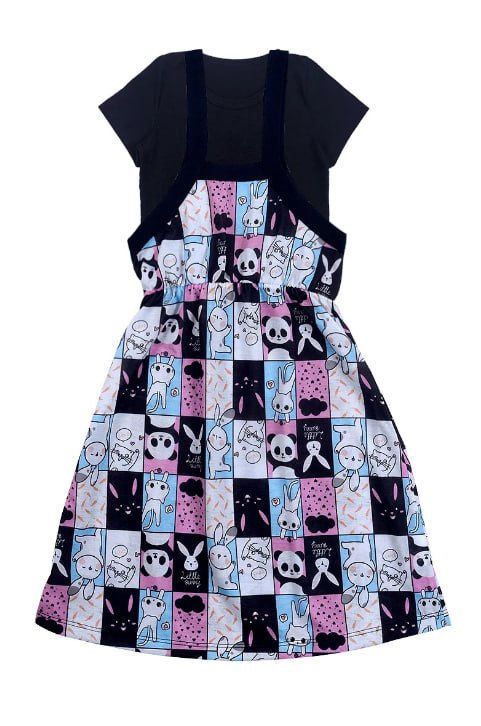 Conjunto Infantil Menina Blusa e Salopete Pandas - Destak