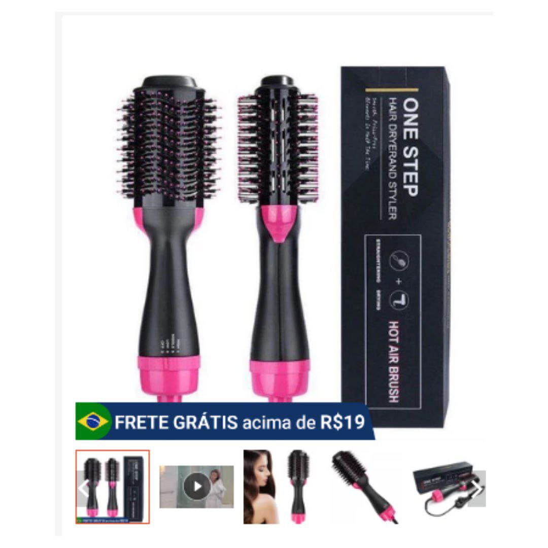 Escova Secadora Alisador Elétrica Quente Cabelo Com 3 Em1 Hair Styler