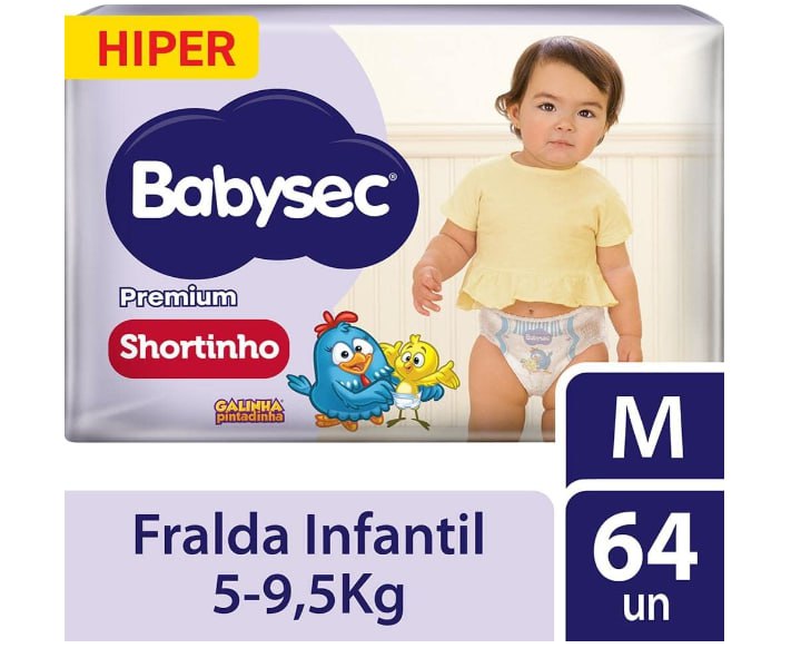 Fralda Babysec Galinha Pintadinha Pants Hiper M 64 Unidades (Roupinha)