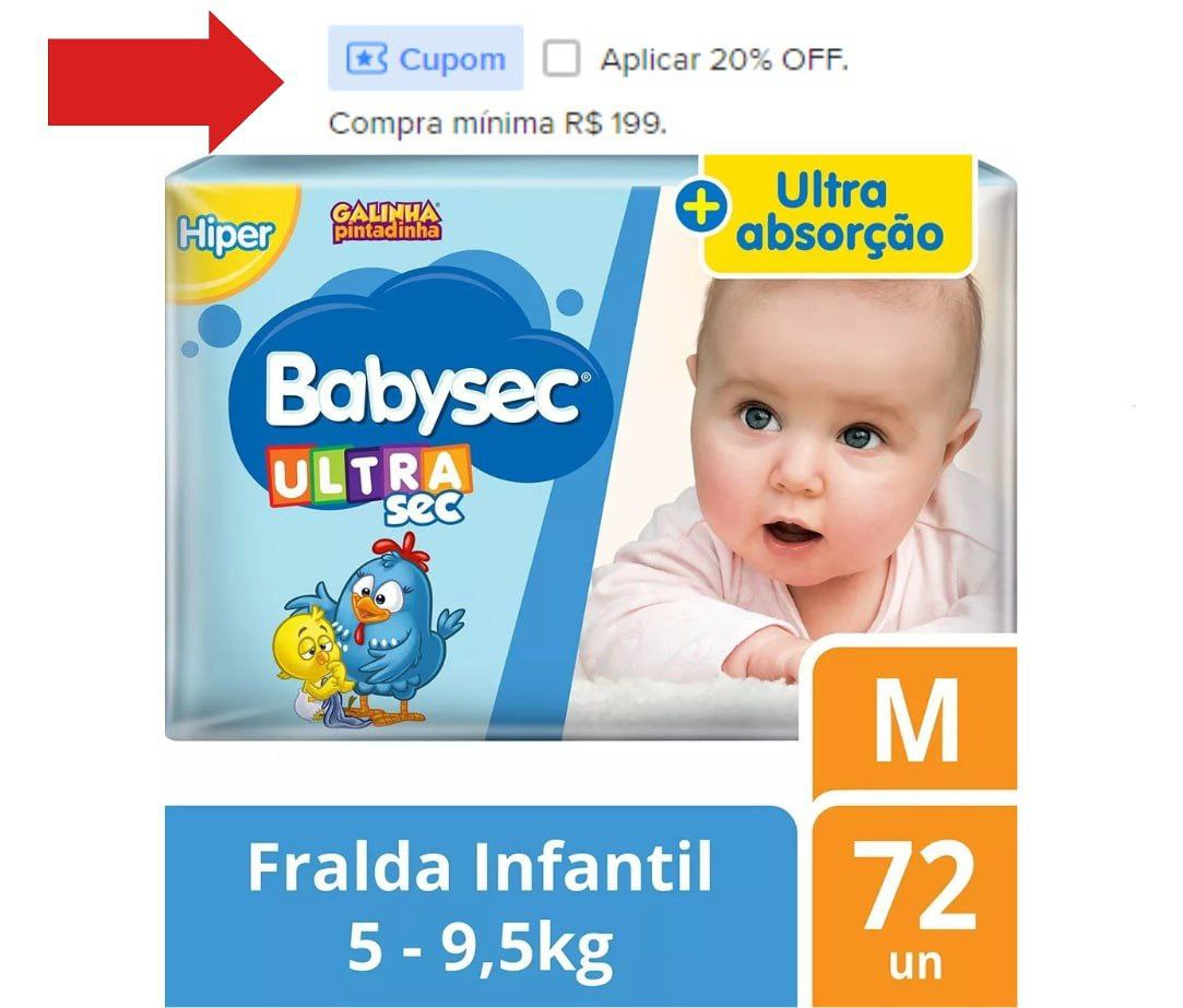 Fralda Babysec Ultrasec Galinha Pintadinha M 72 unidades