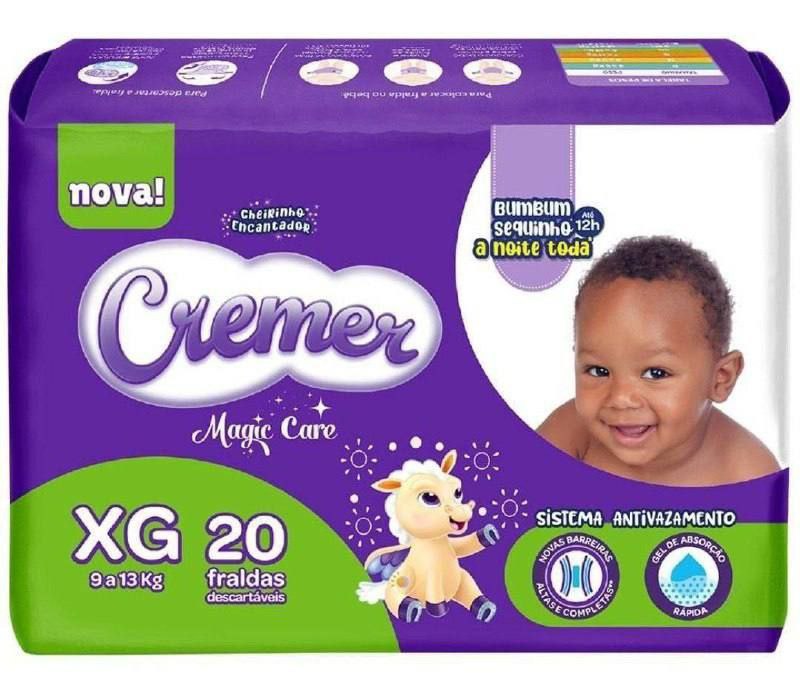 Fralda Cremer Jumbo - Tamanho XG com 20 unidades