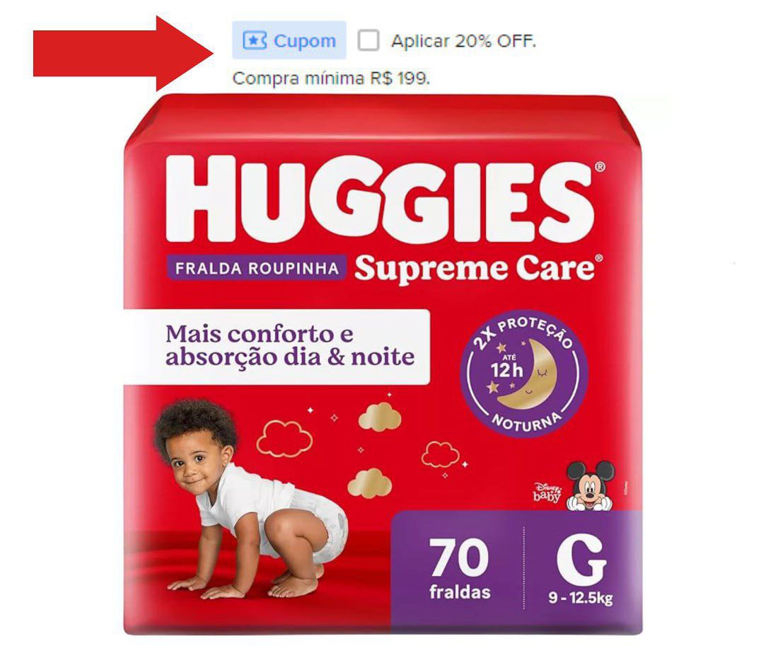 Fralda Huggies Supreme Care Roupinha G com 70
