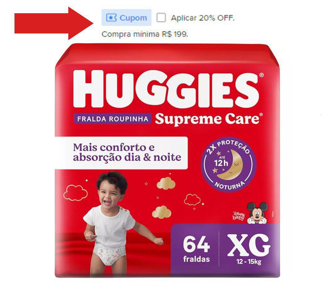 Fralda Huggies Supreme Care Roupinha XG com 64