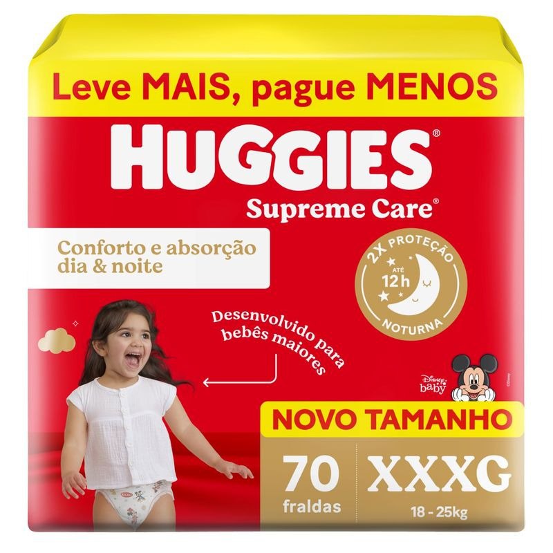 Fralda Huggies Supreme Care XXXG com 70 unidades