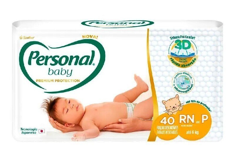 Fralda Infantil Personal Baby Premium Protection Rn Até P 40 Unidades