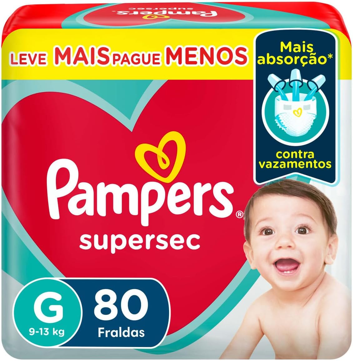 🎆 Fralda Pampers Supersec G - 80 fraldas