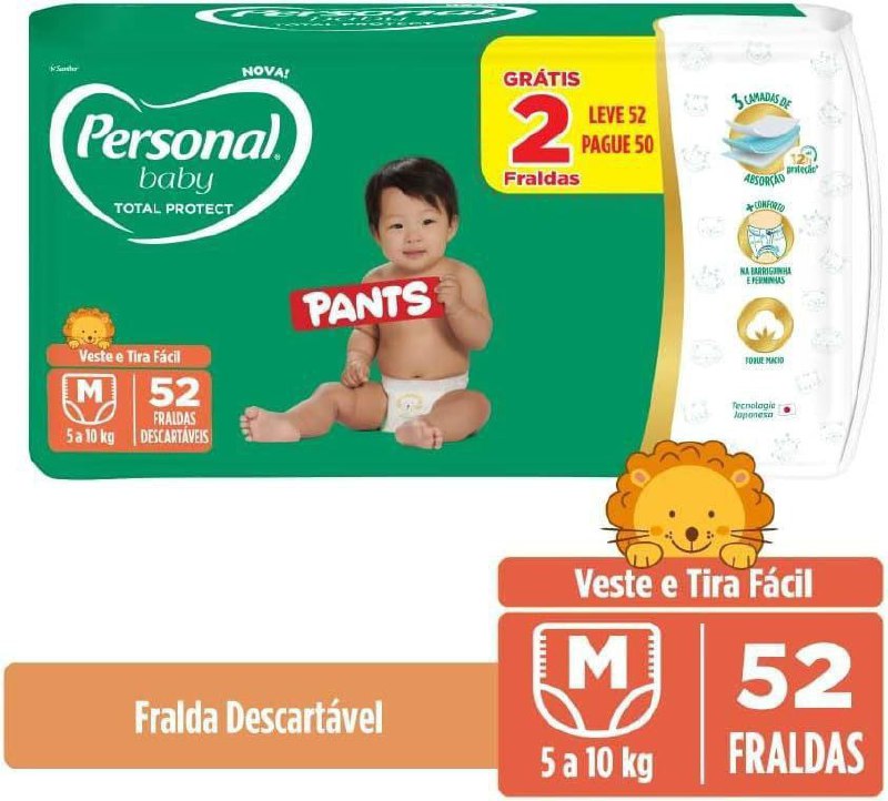 Fralda Personal Baby Protect Pants 52 Unidades (Roupinha)