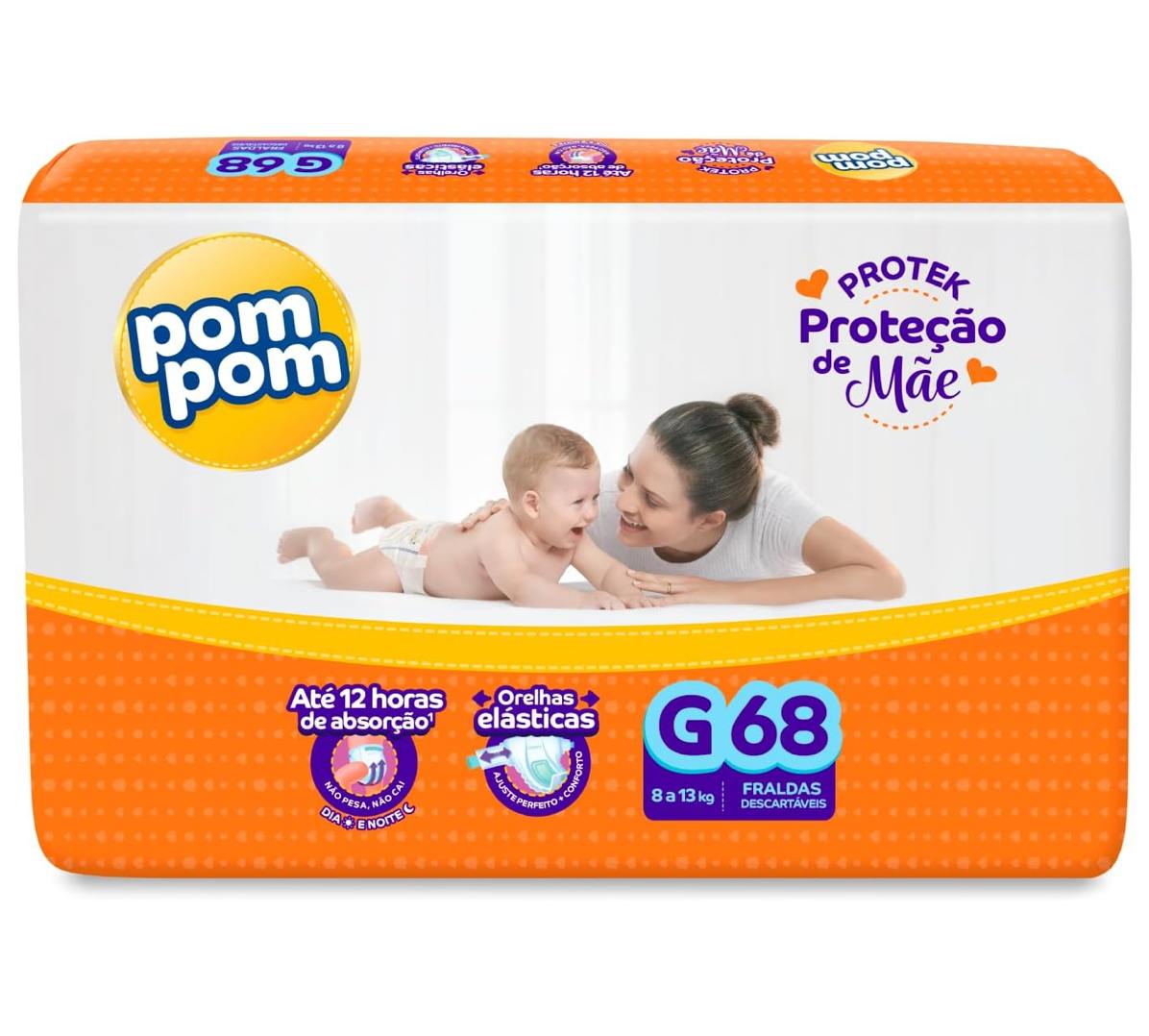 Fralda Pom Pom Protek G 68 unidades