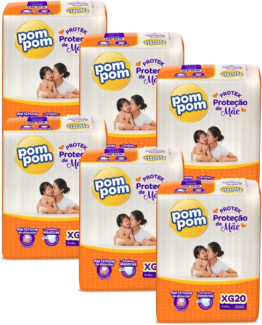 Fralda Pom Pom Protek Proteção de Mãe Jumbo XG 120 Unidades