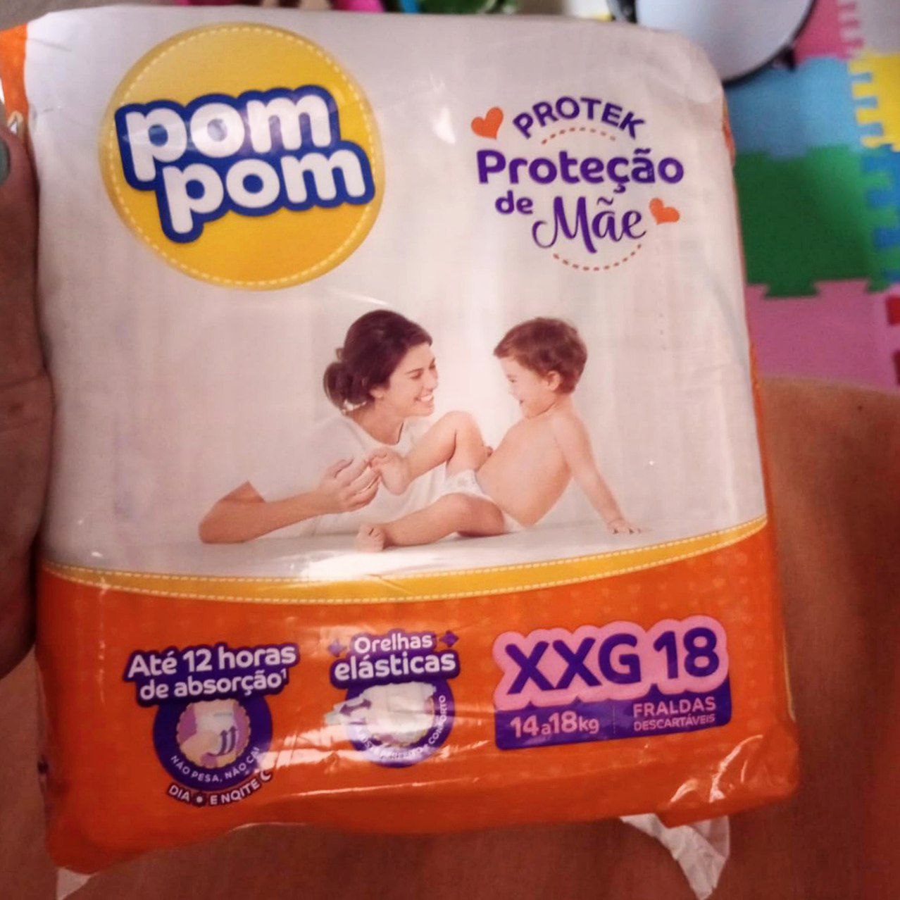 Fralda Pom Pom Protek Proteção de Mãe Jumbo XXG 18 Unidades