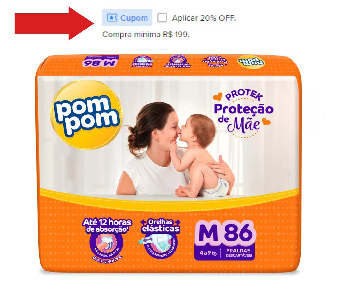 Fralda Pom Pom Protek Proteção de Mãe M 86 unidades