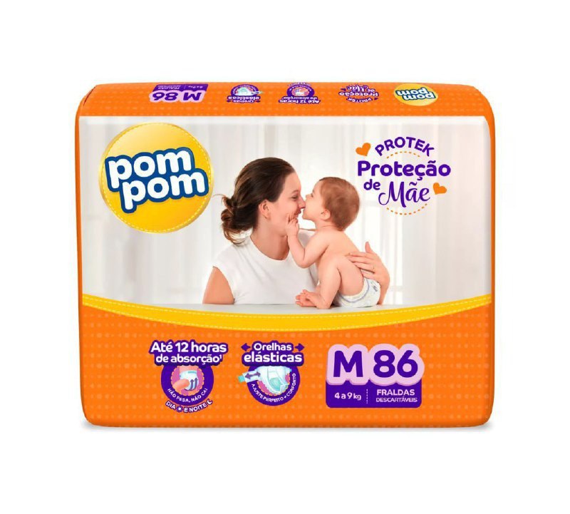 Fralda Pom Pom Protek Proteção de Mãe M com 86