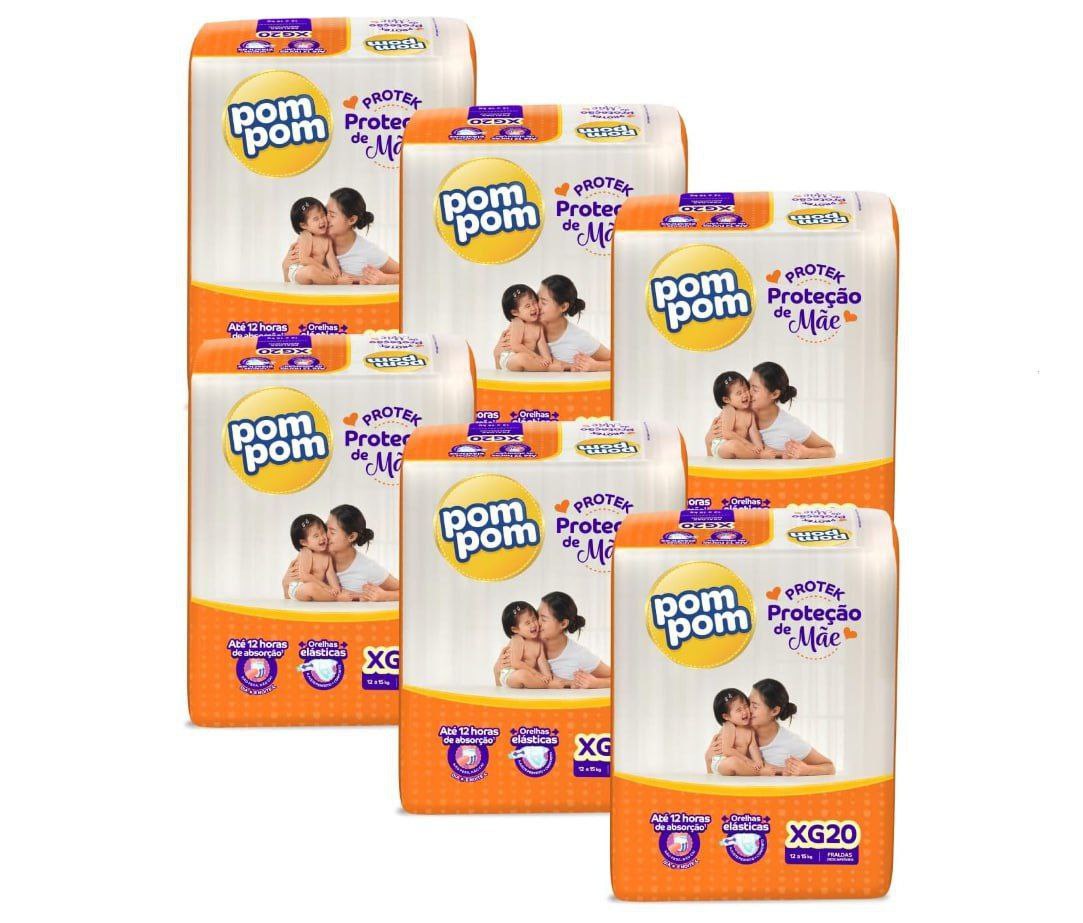 Fralda Pom Pom Protek Proteção de Mãe XG 120 Unidades