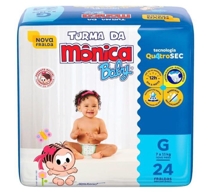 Fralda Turma da Mônica Baby Jumbo G 24 Unidades