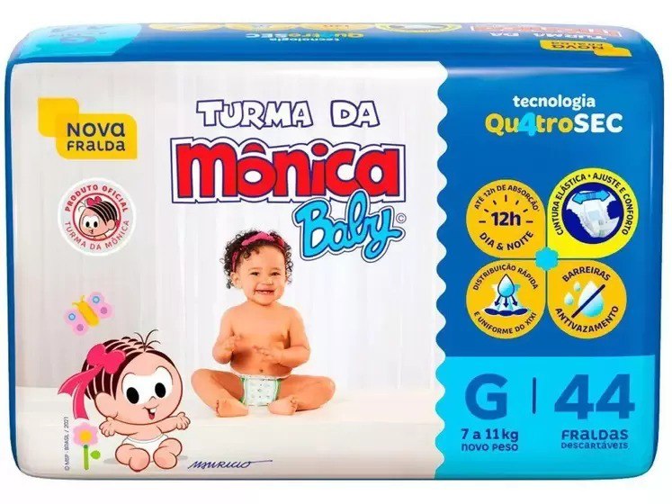 Fralda Turma da Mônica Baby Mega G 44 Unidades
