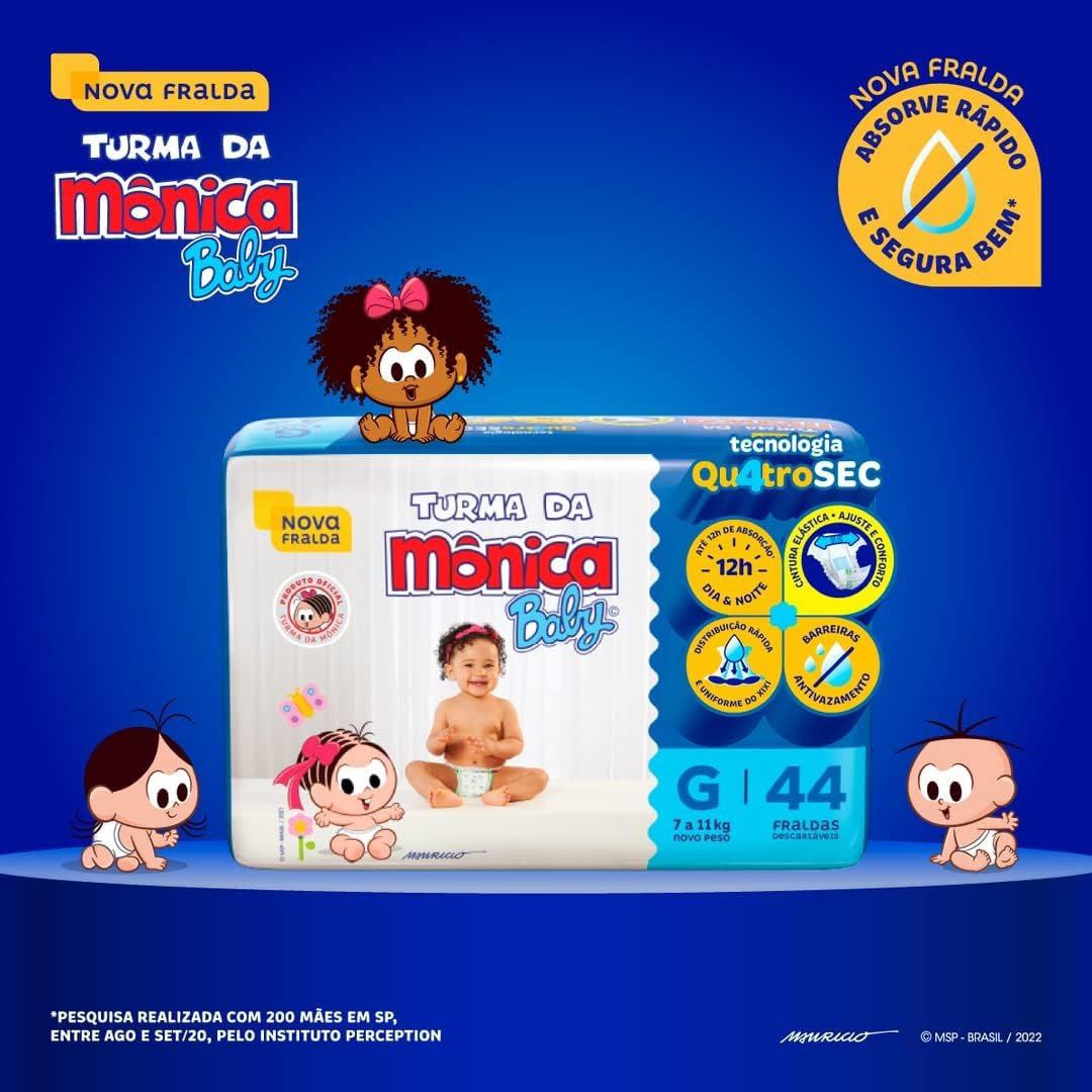 Fralda Turma da Mônica Baby Mega G 44 Unidades