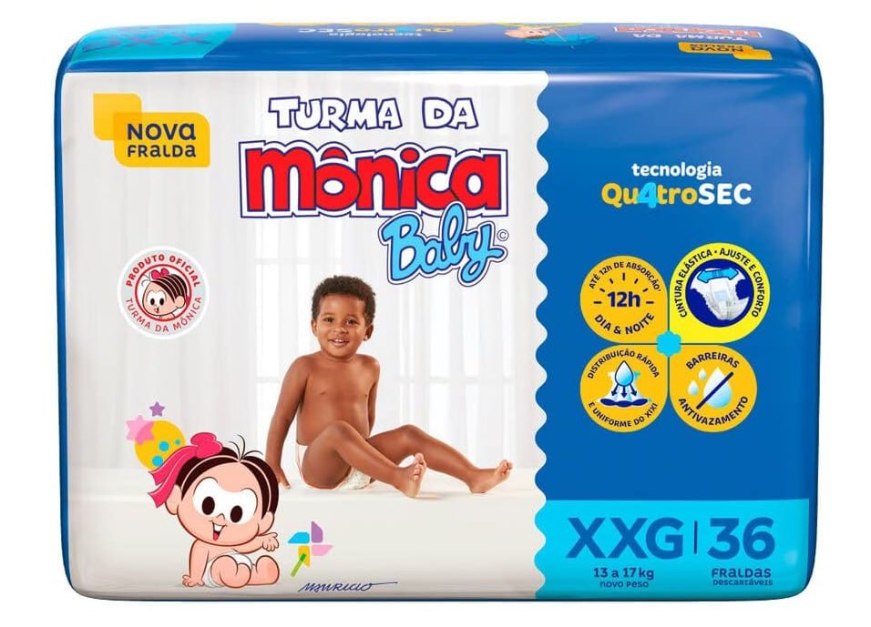 Fralda Turma da Mônica Baby Mega XXG 36 Unidades