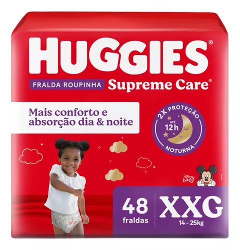 Fraldas Huggies Supreme Care Roupinha XXG com 48
