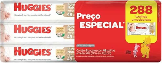 💚HUGGIES Lenço Umedecido Puro E Natural Leve 6 Pague 5 - 48 Unidades