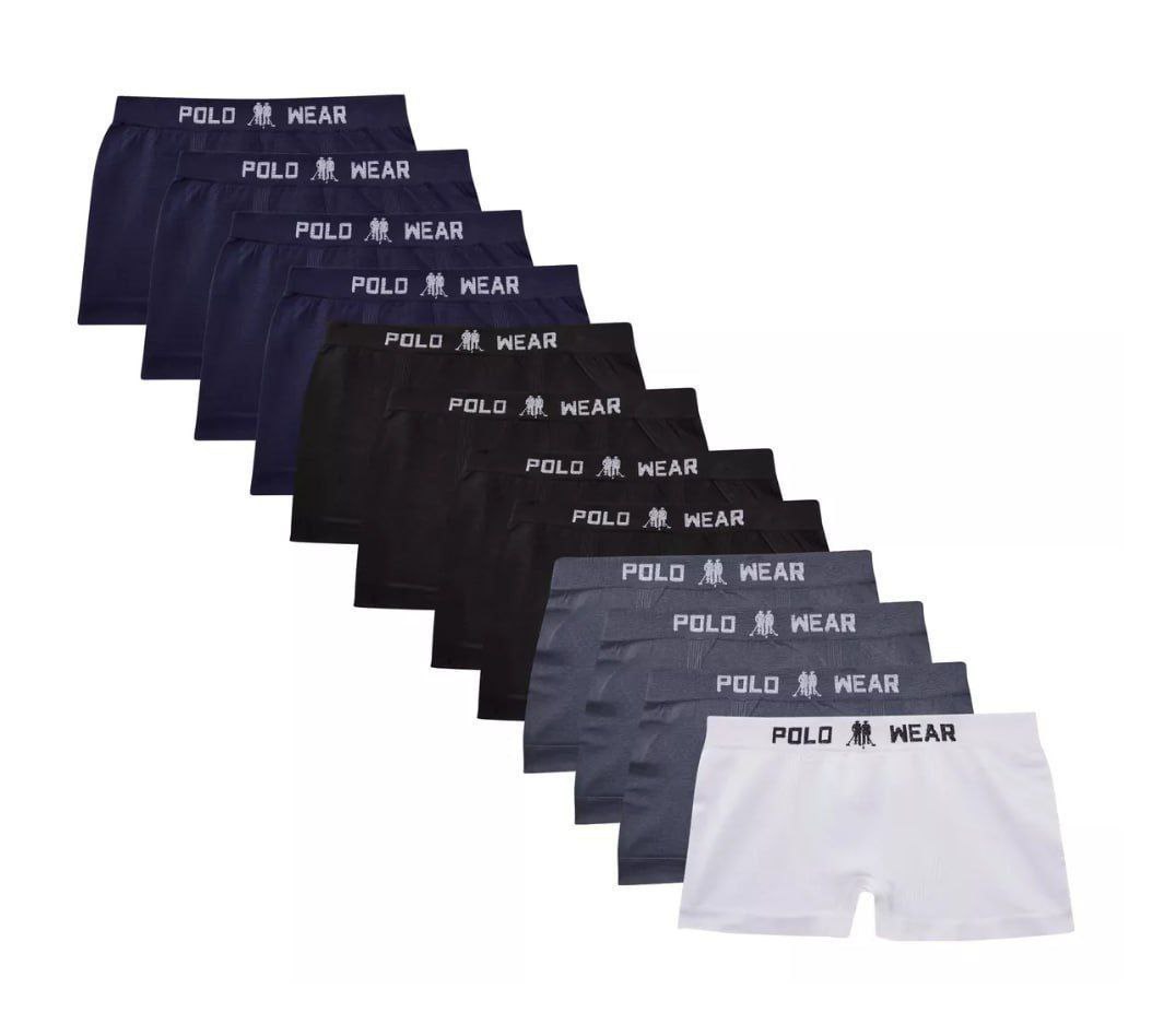 Kit 12 Cuecas Boxer Microfibra Polo Wear (P ao GG)