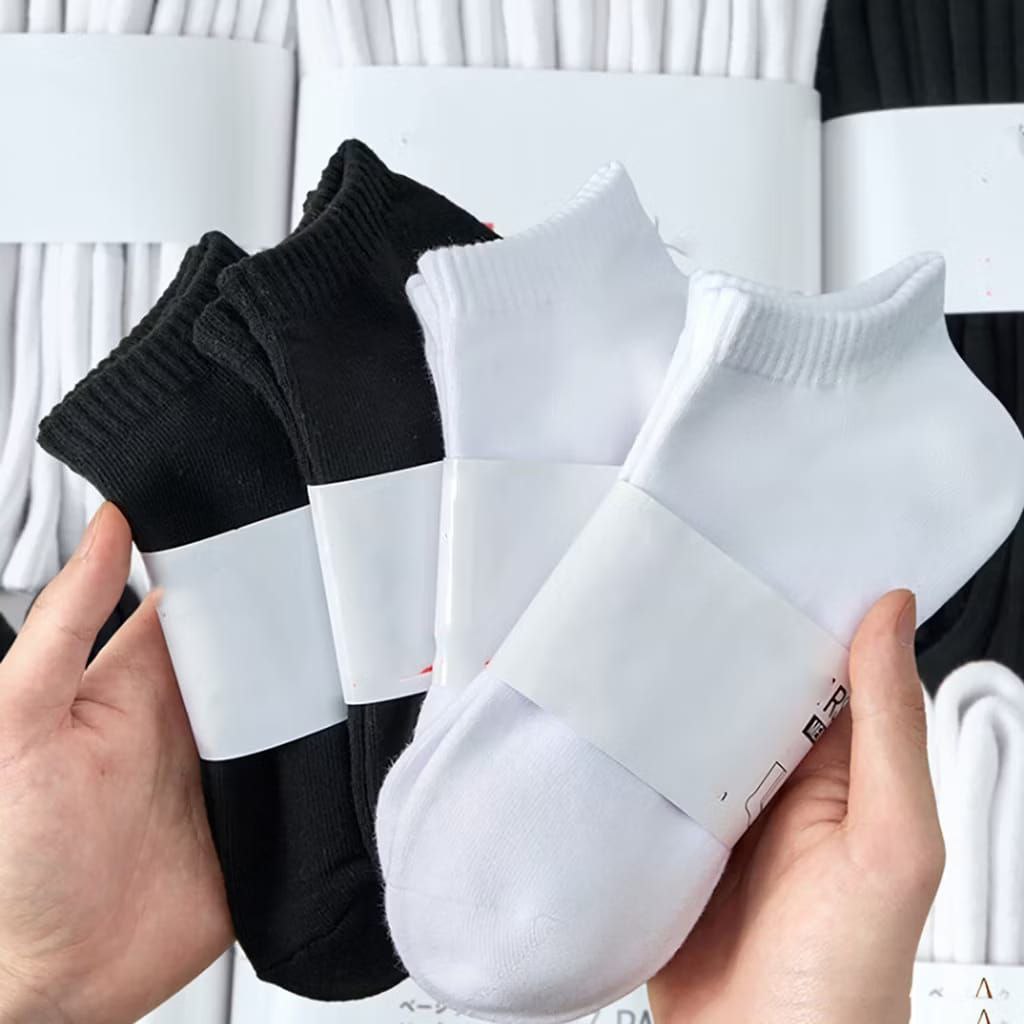 Kit 12 Pares de Meias Soquetes Preto e Branco Cano Baixo - Meia Unisex