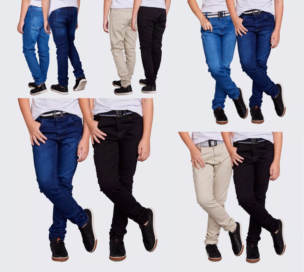 Kit 2 Calças Jeans com Regulador (Tam. 4 ao 16)