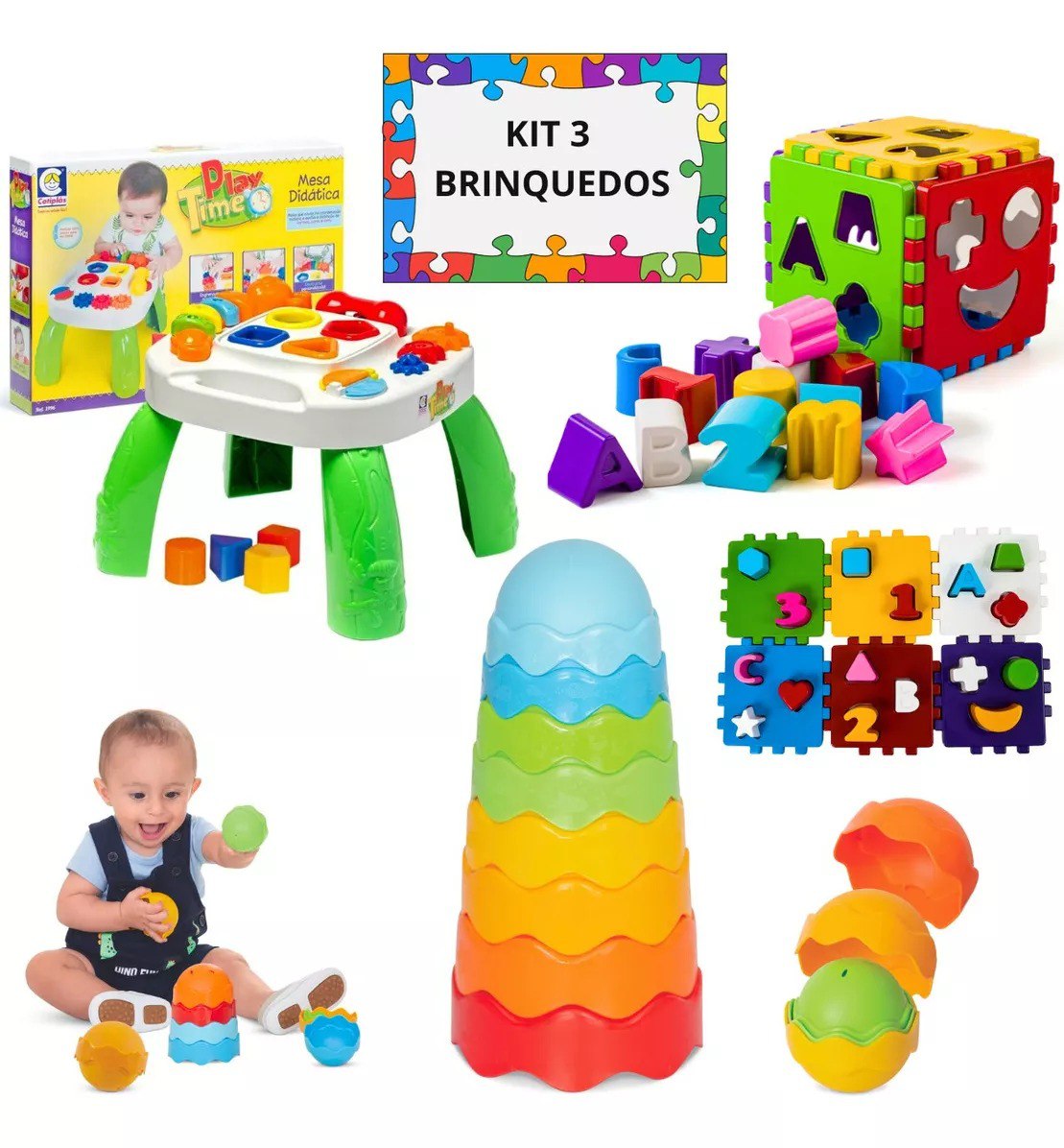 Kit 3 Brinquedo Educativo Mesa Didática Infantil Atividades