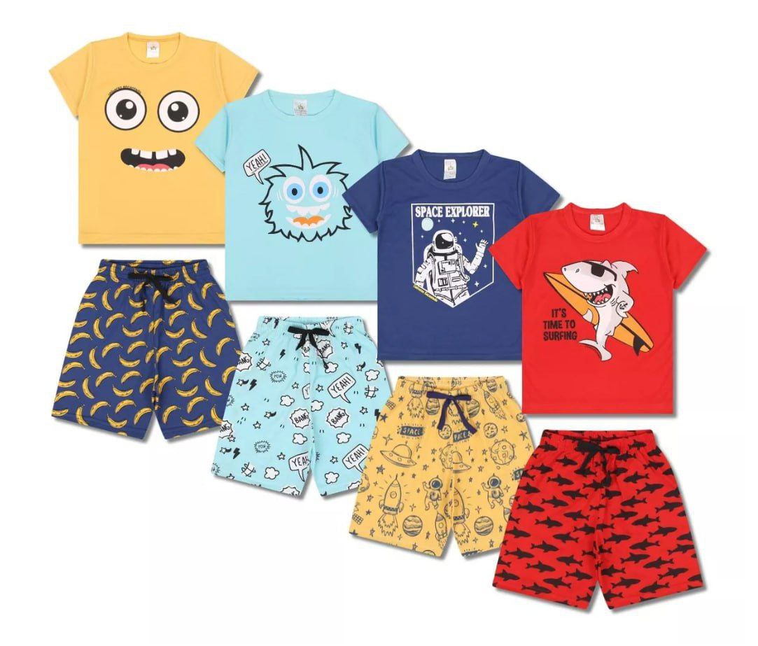 Kit 3 Pijamas Infantil Manga Curta (Tam. 1 ao 4)