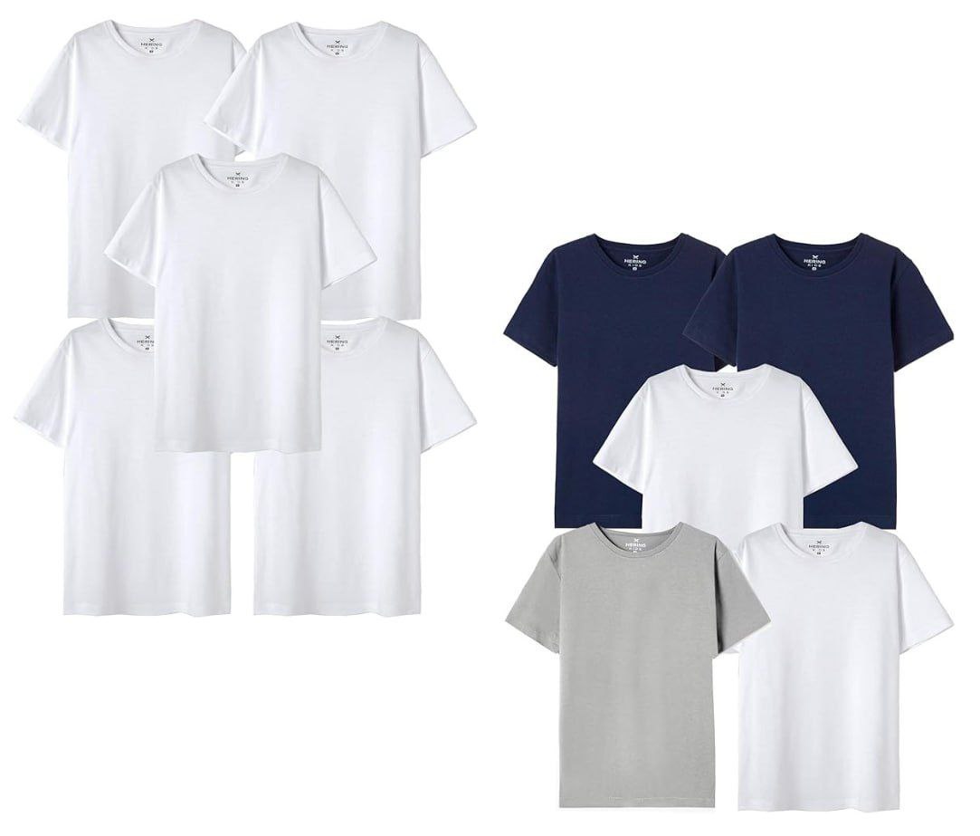 Kit Com 5 Camisetas Básica Infantil Unissex Manga Curta Slim Hering Kids