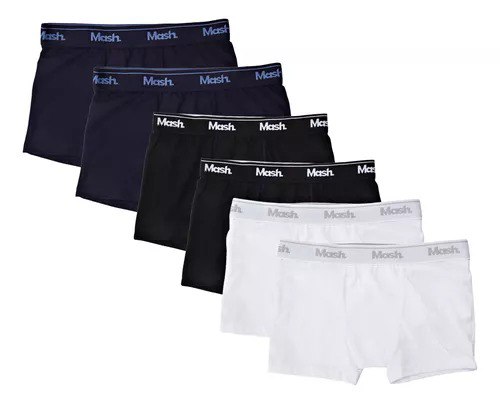 Kit Com 6 Cuecas Infantis Para Meninos Boxer Algodão Mash