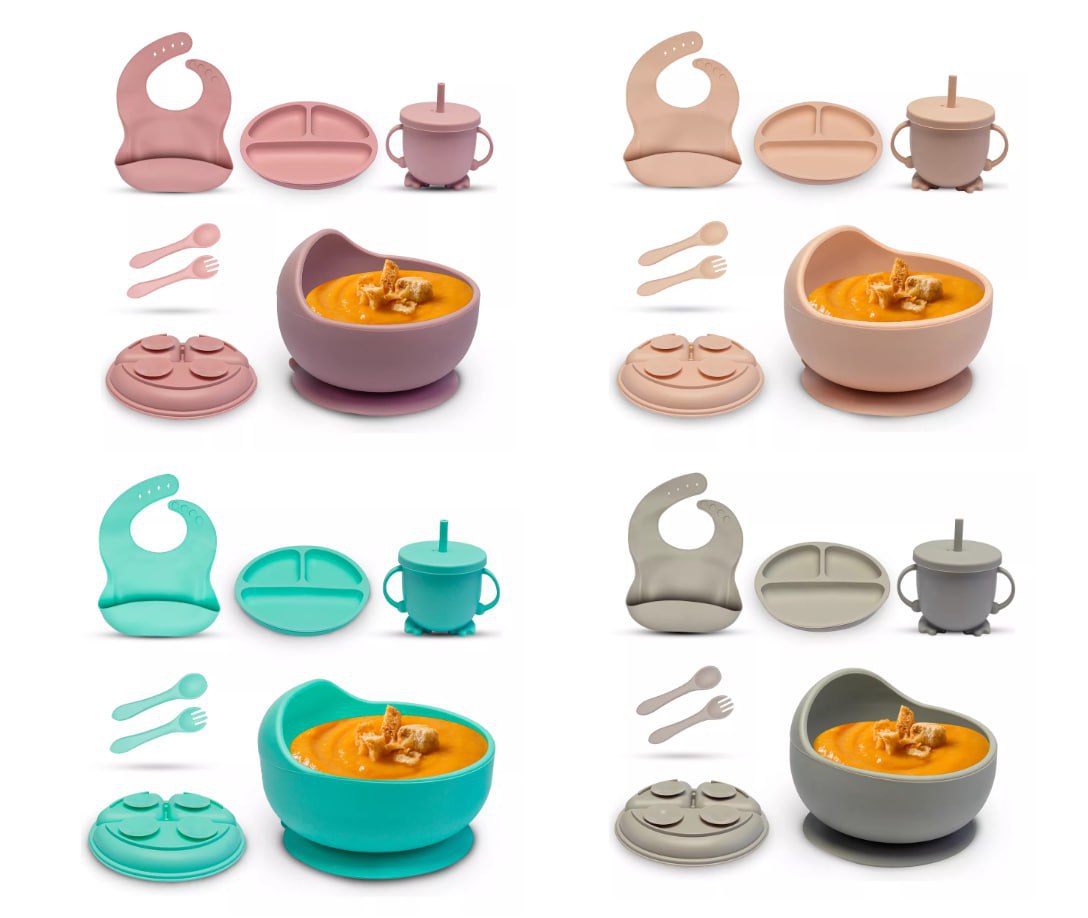 Kit Introdução Alimentar Bebê 5 peças (6 opções de cores)