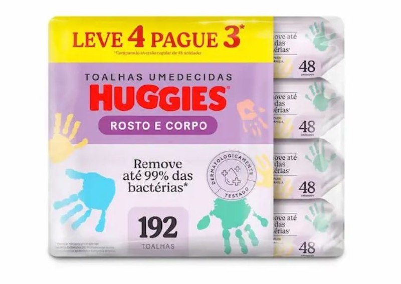 Kit Lenço Umedecido Huggies One & Done 48 unidades 4 pacotes