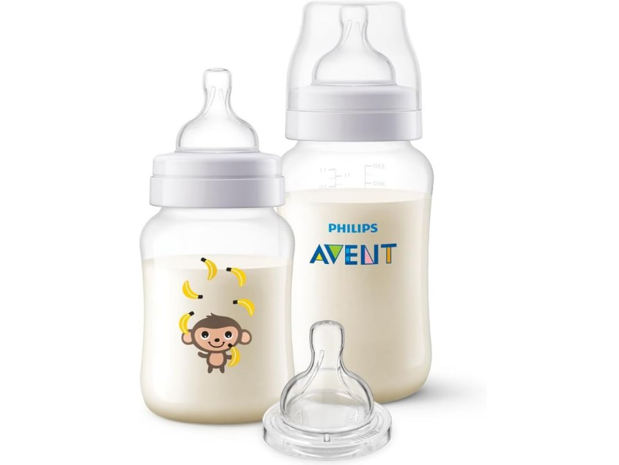Kit Mamadeiras Anti-colic 260ml Macaco e 330ml + Bico T4 6m+