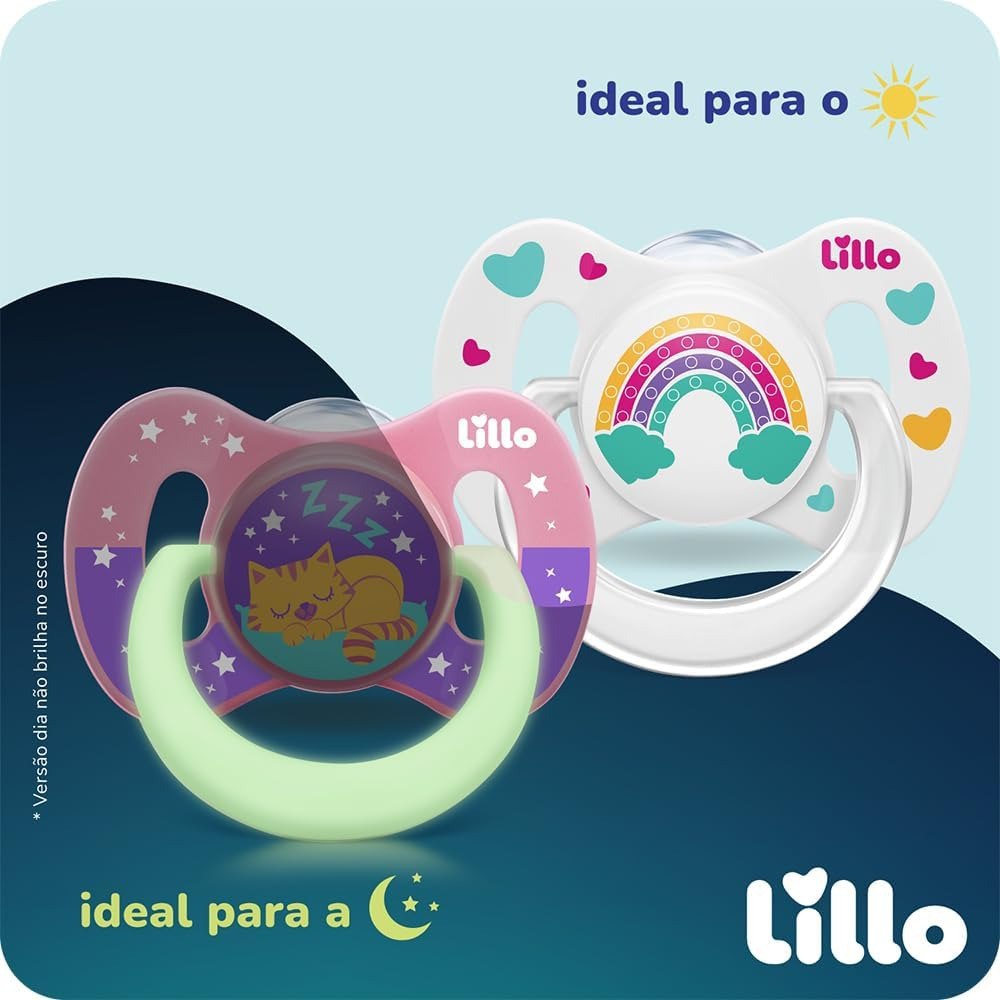 Lillo Kit 2 Chupetas Dia E Noite - Rosa
