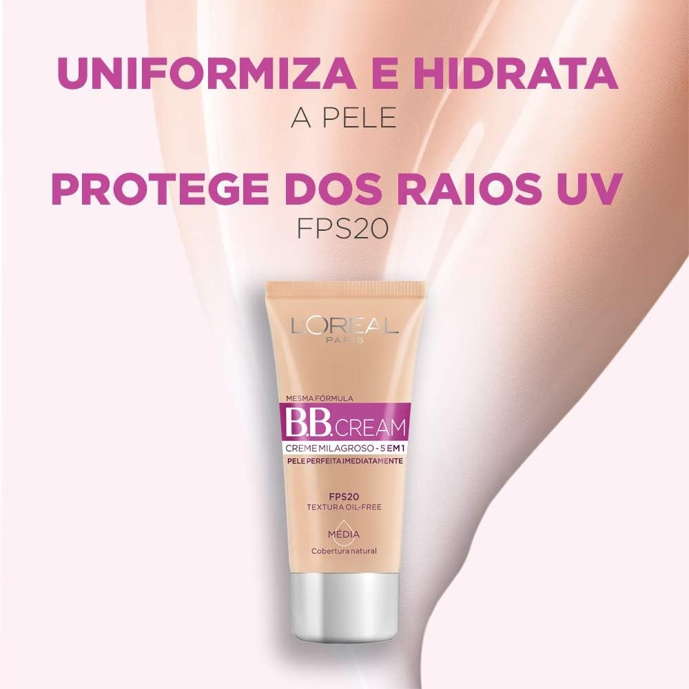 L'Oréal Paris Base BB Cream FPS 20 Dermo Expertise Cor Média, 30ml