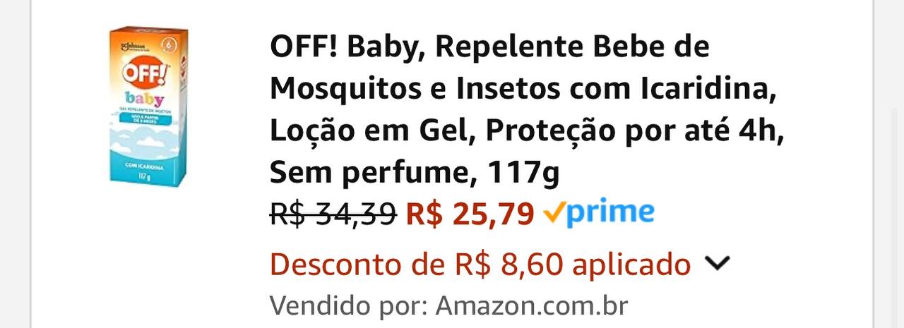 OFF! Baby, Repelente para bebês com Icaridina, Loção em Gel, 117g