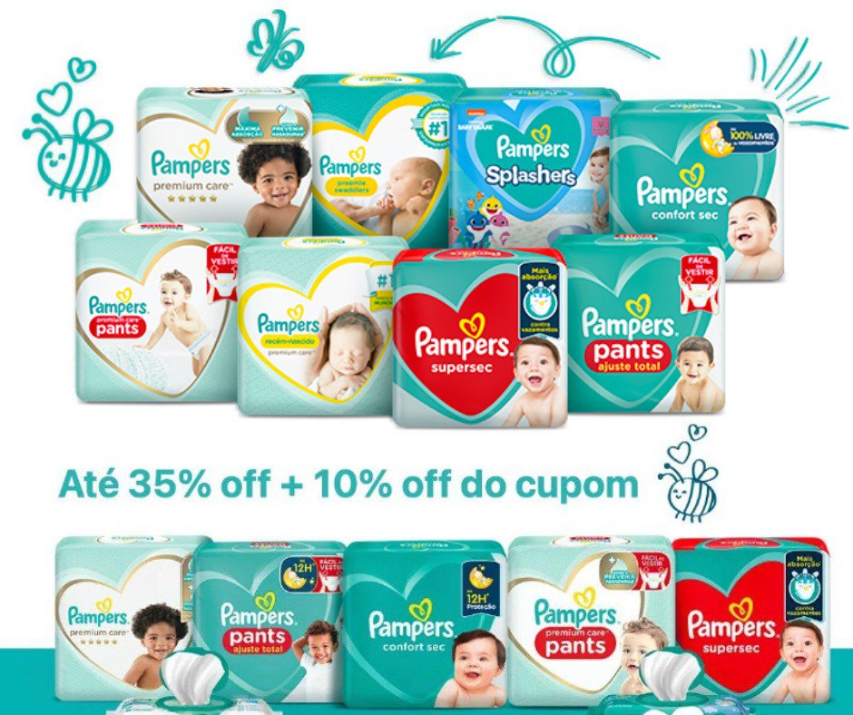 Pampers com até 35% off + 10% off extra do cupom