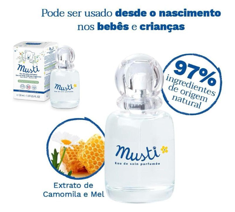 Perfume Musti Euá de Soin sem Álcool Mustela Bebê 50ml