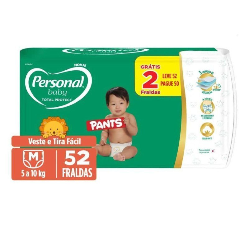 Personal Fralda Baby Total Protect Pants M com 52