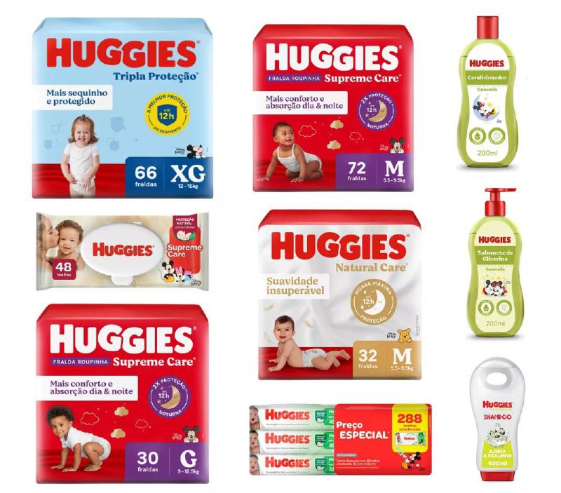 Produtos de Higiene Huggies com desconto extra de 25% off do cupom (limitado a R$50) Comprando acima de R$199