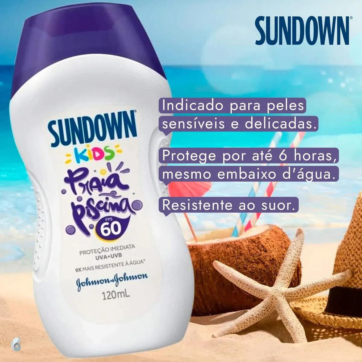 Protetor Solar Praia e Piscina Sundown Kids FPS 60 com 120ml
