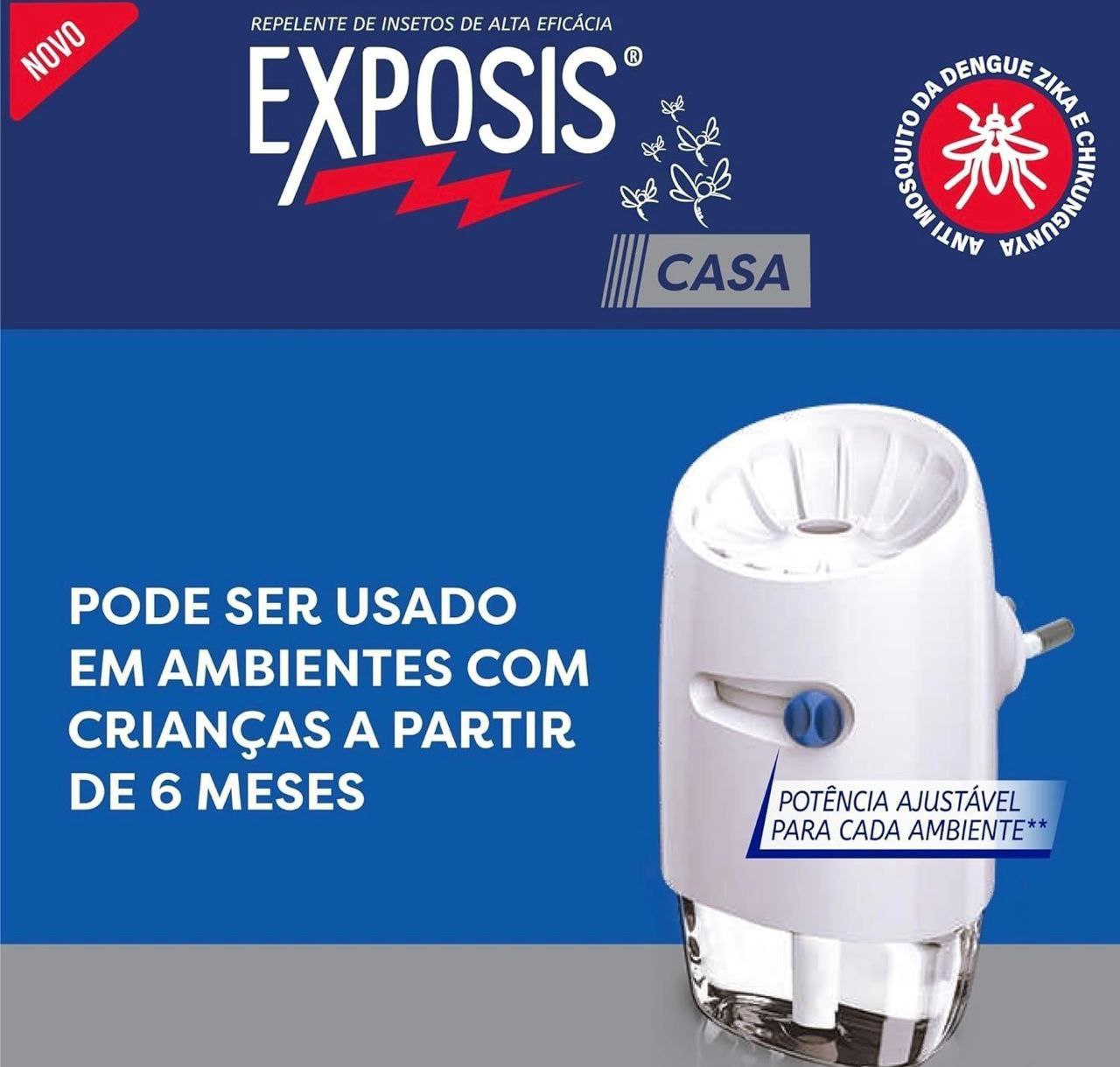 Repelente Elétrico Líquido para Tomada, Aparelho e Refil, Sala e quarto, Alta eficácia, Bivolt, Até 4 semanas de Proteção Exposis Casa 32,9ml