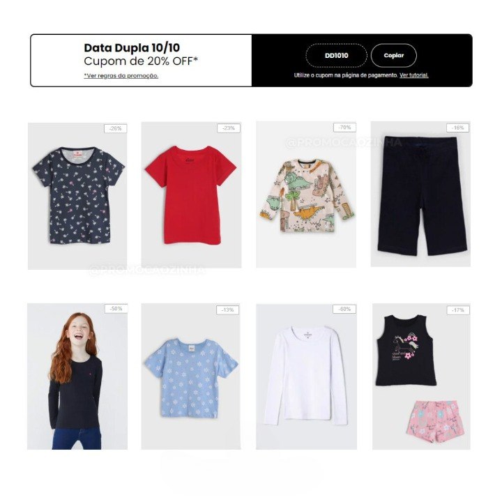Roupinhas com super desconto + 20% off extra + frete grátis