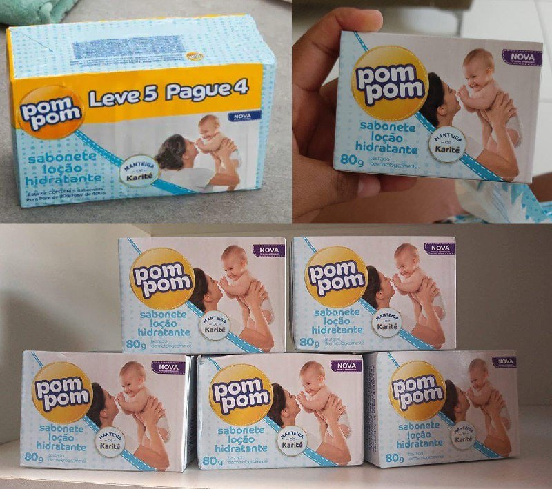 Sabonete Infantil Pom Pom Hidratante 80g - 5 Unidades