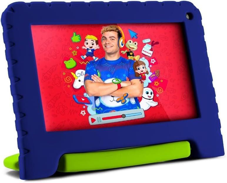 Tablet Multi Luccas Neto 4GB RAM + 64GB Armazenamento + Tela 7 pol + Case + Wi-fi + Android 13 (Go edition) + Processador Quad Core - NB423