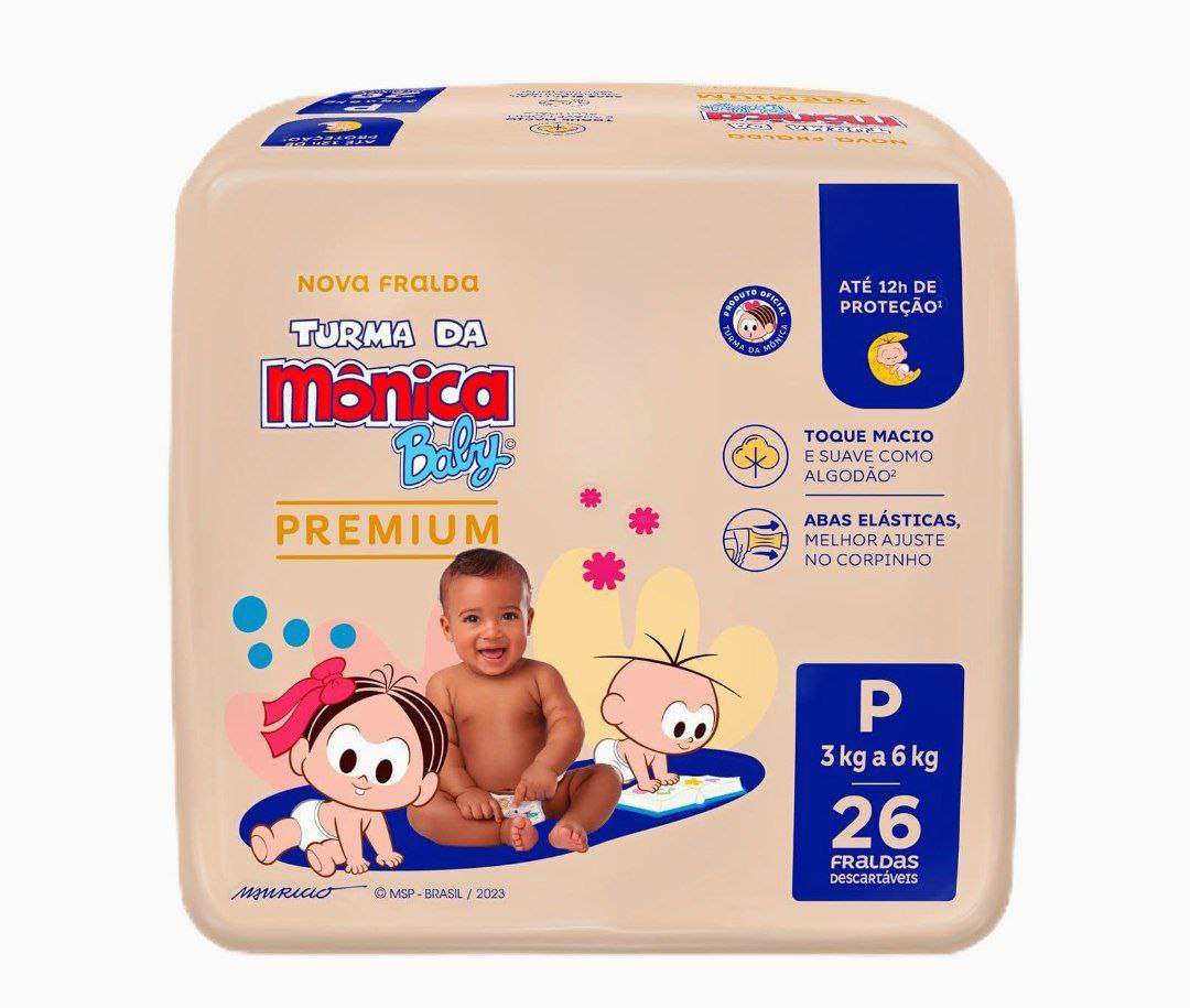 Turma da Mônica Baby Premium Jumbo P 26 Unidades