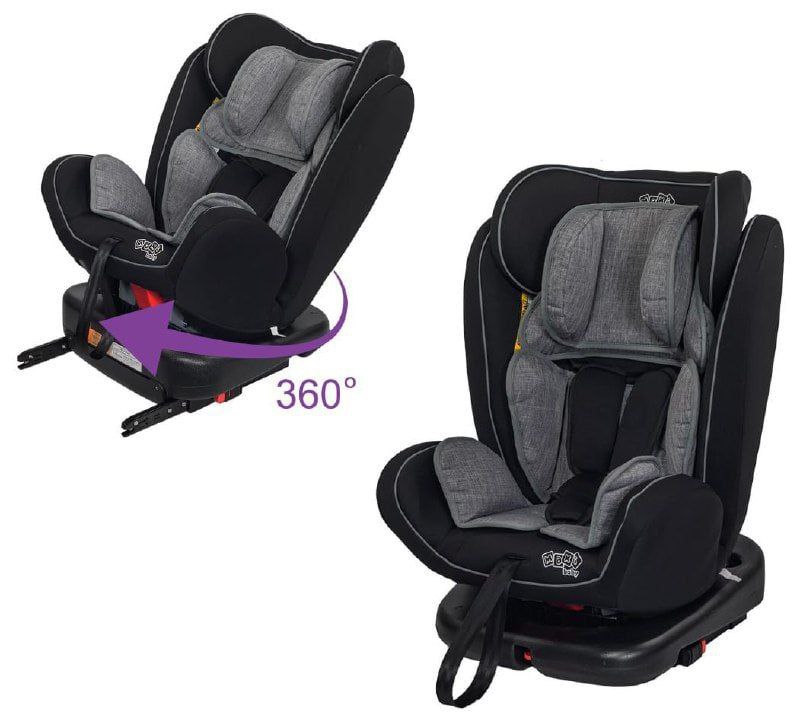 Cadeira de Carro infantil Deluxe Rotação 360°, Sistema Isofix e Top Tether Grupo 0, 1,2,3 (0 a 36kgs) Cinza Maxi Baby