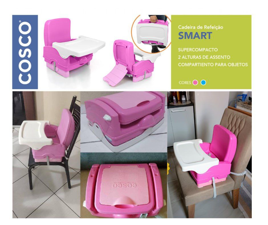 Cadeira de Refeição Portátil Smart Cosco Rosa