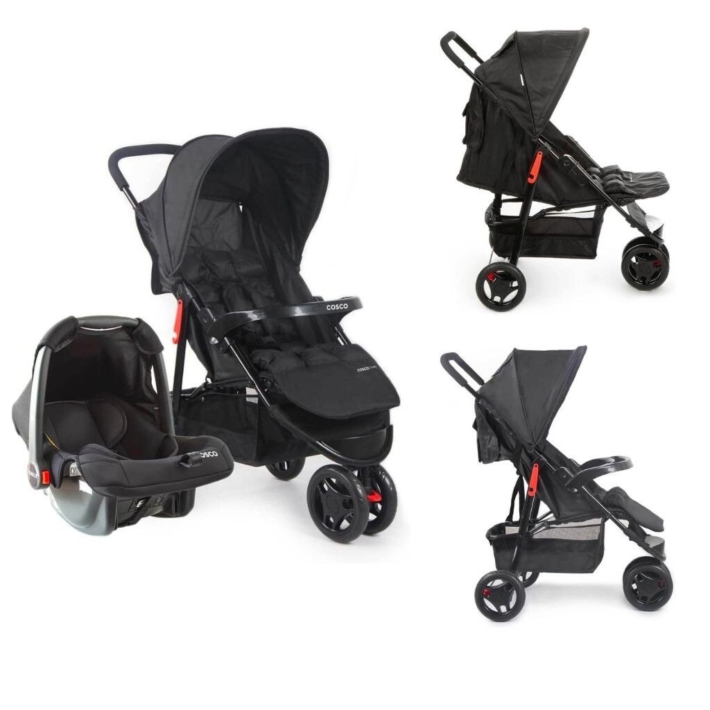 Carrinho + Bebê conforto - Cosco Kids, Travel System Toffy, Preto Absoluto