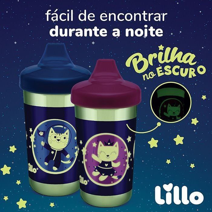 Copo Antivazamento Glow Max 320Ml Brilha No Escuro Lillo